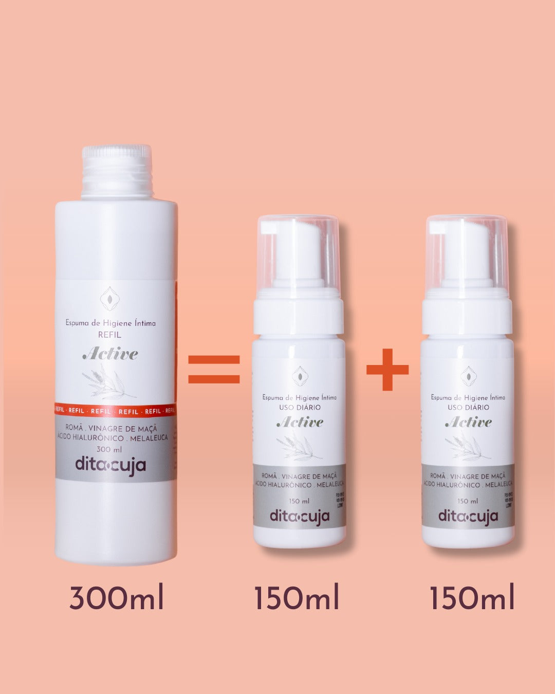 Arte em cor salmão com refil e duas Espumas da Espuma Active