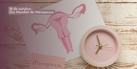 Canal vagina em desenho no fundo, relógio rosa e detalhes sobre Outubro Rosa