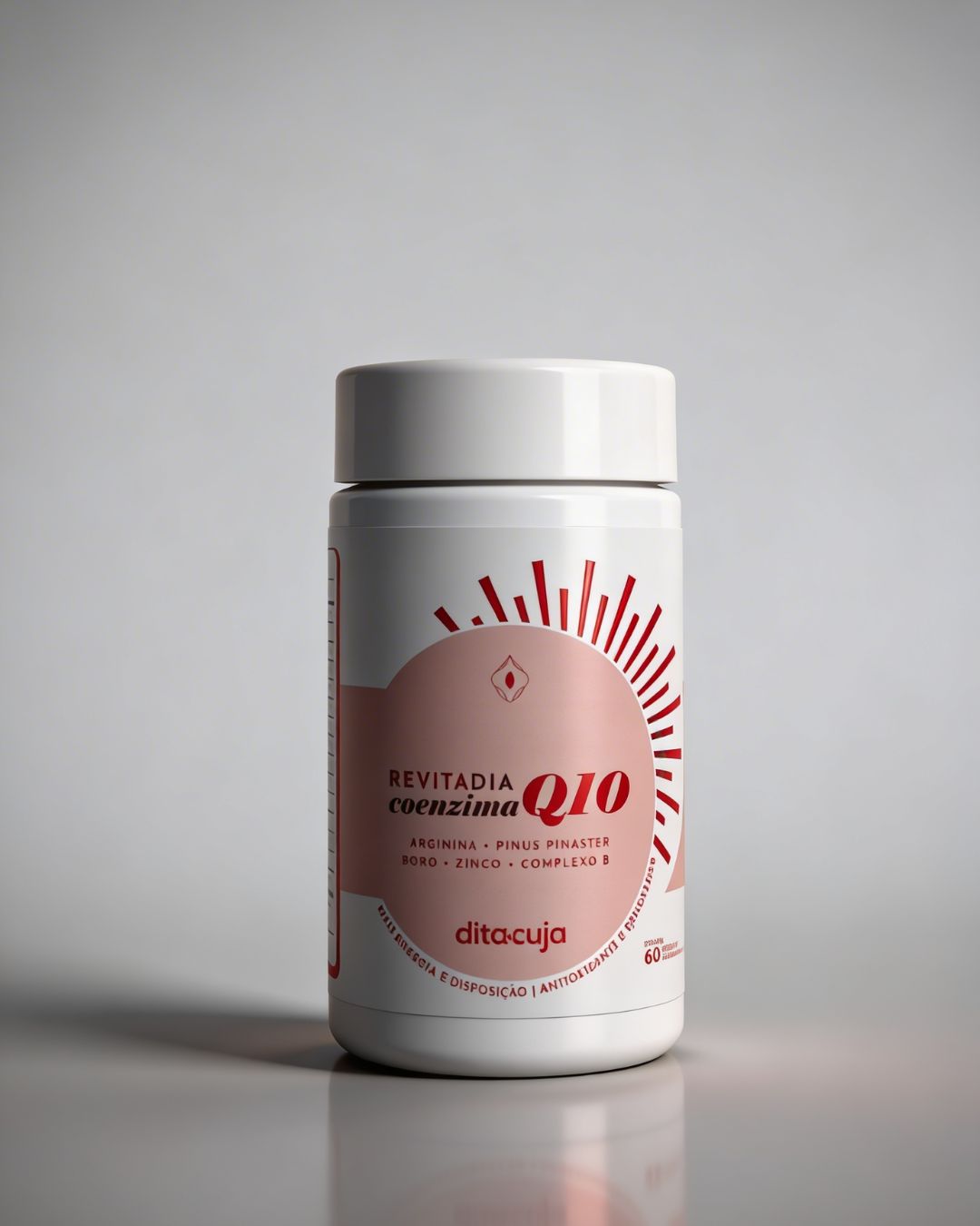 Revita Dia em embalagem em tons avermelhados e rosa claro em fundo branco