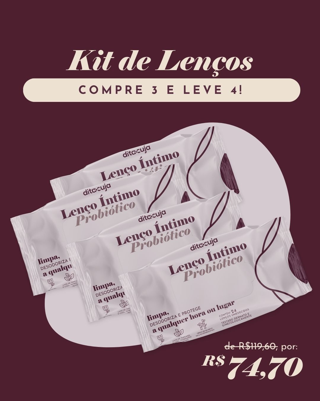 Lenço Íntimo Probiótico (Compre 3 e leve 4)