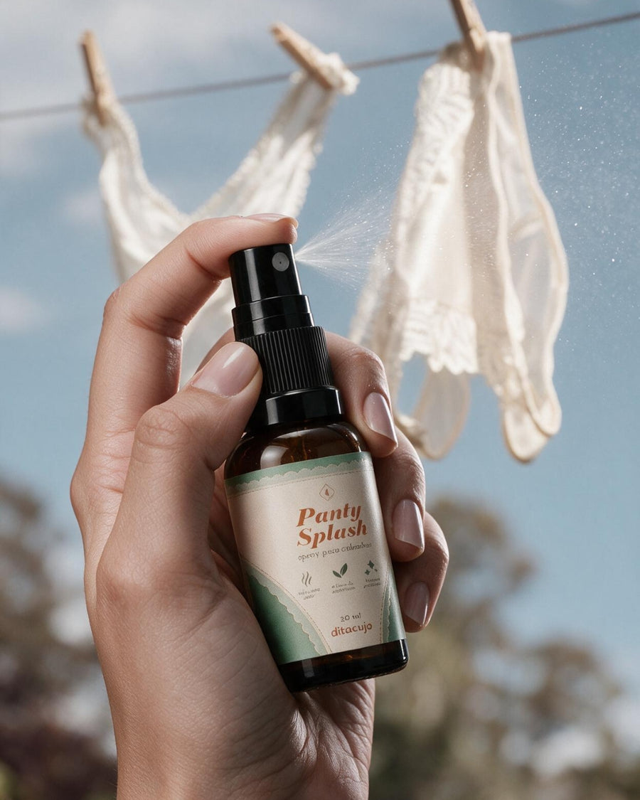 Passo 2: Borrifar o spray de melaleuca Panty Splash na calcinha após a lavagem